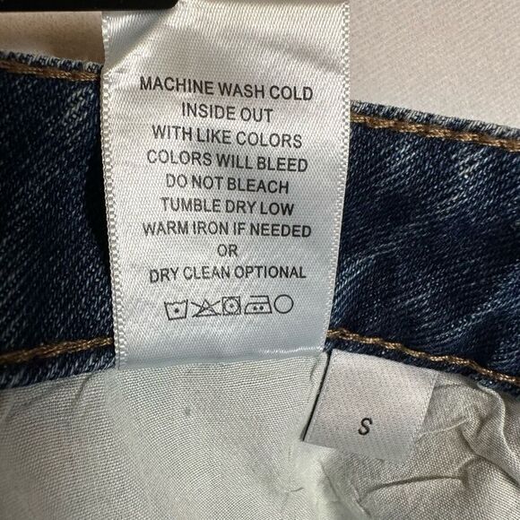 Vervet by Flying Monkey Denim Claudia Skirt Distressed Raw Hem Mini Blue  S - Picture 9 of 10